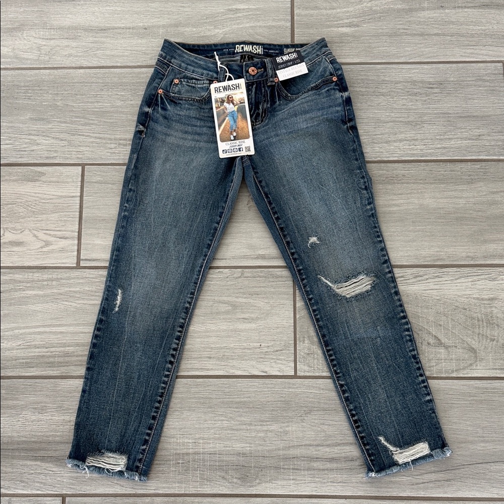 BNWT Rewash Classic Rise Jersey Crop Vintage Reunion Jeans Size 1/25 SUPER CUTE!